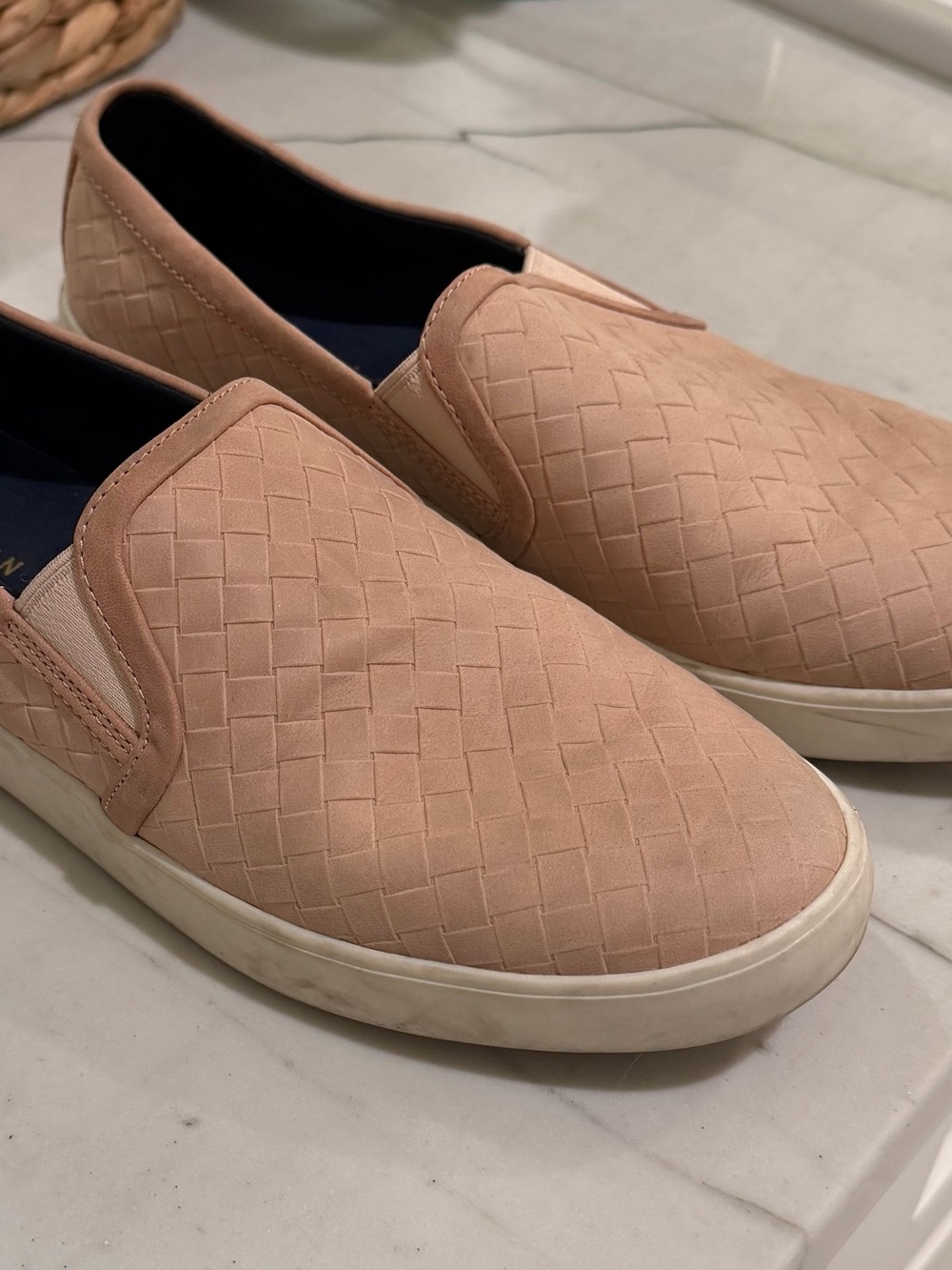 Cole Haan Blush Pink Woven Slip-On Loafers